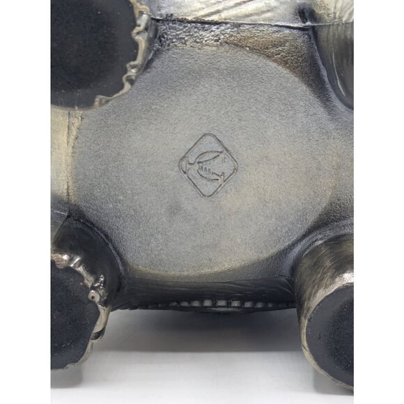 Vtg Enameled Metal Elephant Cigarette Ashtray with Hinged Lid Green Brass 6" - Picture 8 of 8